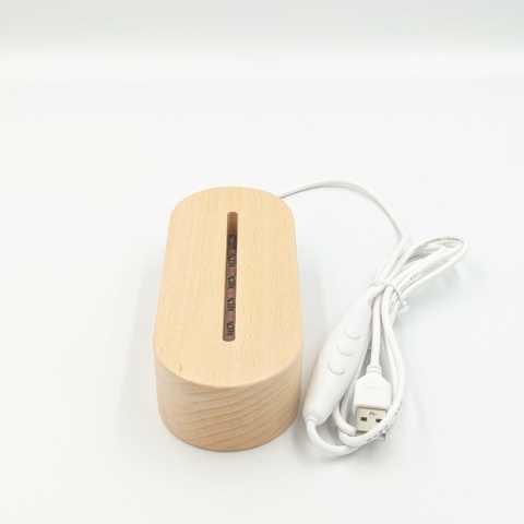 Drewniana podstawka LED owalna RGB USB