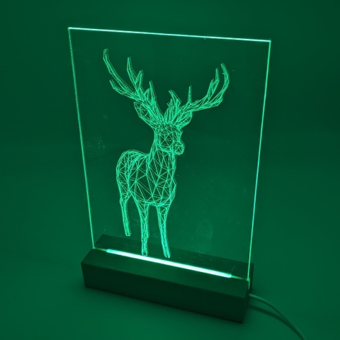 Drewniana podstawka LED prostokąt RGB USB