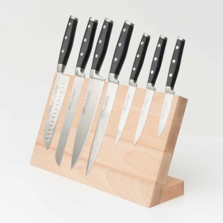 Bukowy duży stojak blok magnetyczny na noże RYBA WOODEN
