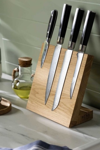 Dębowy stojak blok magnetyczny na noże RYBA WOODEN
