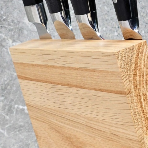 Dębowy stojak blok magnetyczny na noże RYBA WOODEN