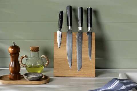 Dębowy stojak blok magnetyczny na noże RYBA WOODEN