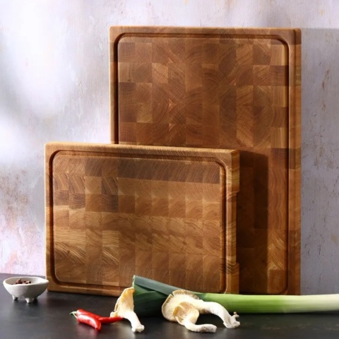 Deska do krojenia dębowa sztorcowa 39.5 x 29.5 x 3.6cm certyfikowana RYBA WOODEN