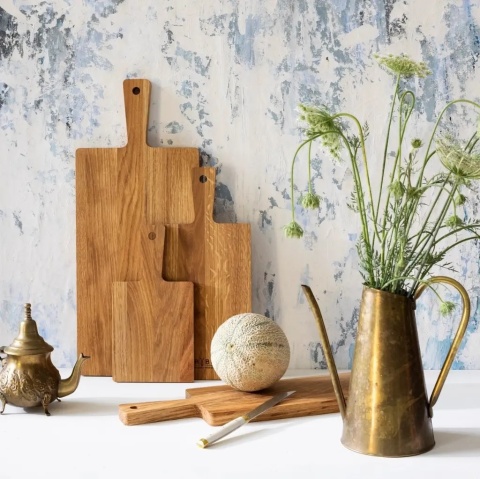 Deska do krojenia dębowa z rączką 340x150x9mm RYBA WOODEN