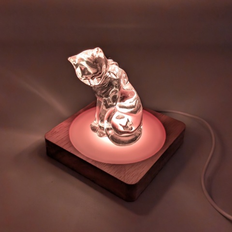 Drewniana podstawka LED kwadrat RGB USB