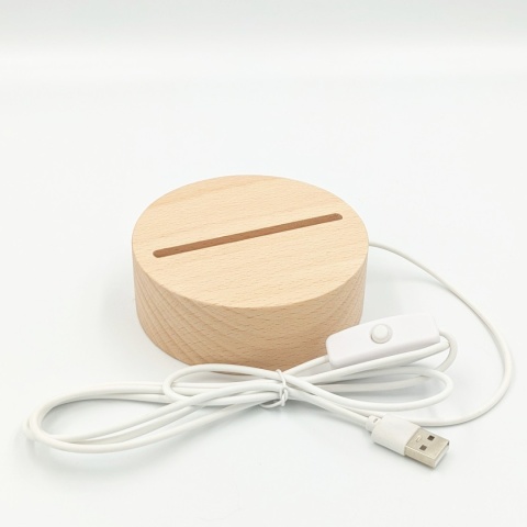 Drewniana podstawka LED okrągła 3000K USB