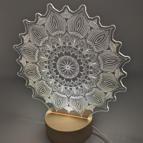 Drewniana podstawka LED okrągła 3000K USB