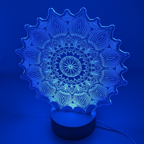Drewniana podstawka LED okrągła RGB USB