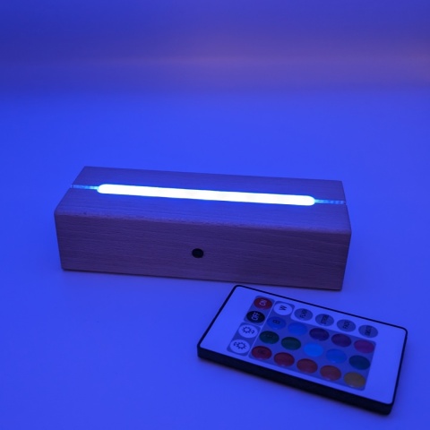 Drewniana podstawka LED prostokąt RGB baterie