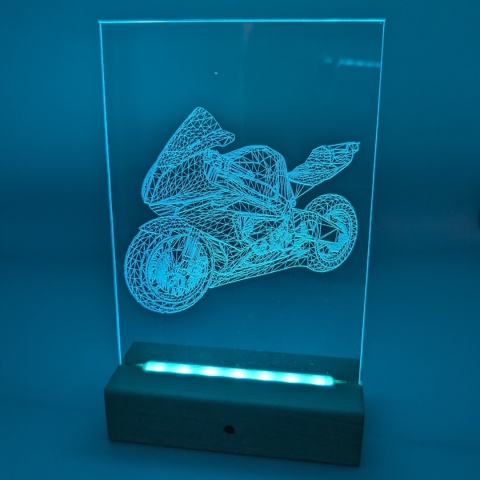 Drewniana podstawka LED prostokąt RGB baterie