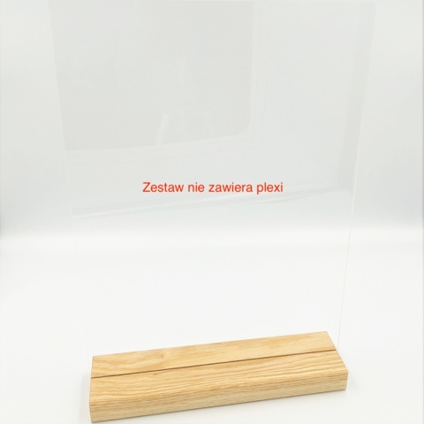 Drewniana podstawka plexi A4/A5 4mm dąb, 21x6x2 cm