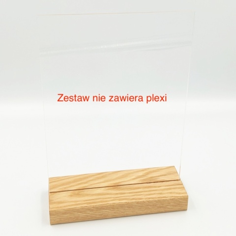 Drewniana podstawka plexi A5 4mm dąb 15x6x2 cm