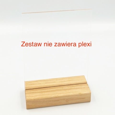 Drewniana podstawka plexi A6 4mm dąb 10,5x6x2 cm