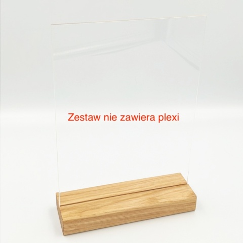 Drewniana podstawka plexi/pleksi A5 dąb 15x5 cm