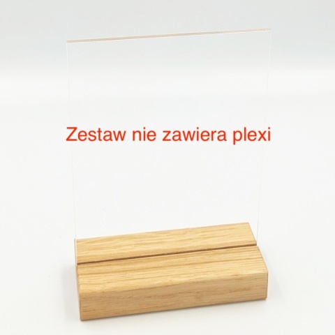 Drewniana podstawka plexi/pleksi A6 dąb 10,5x5 cm