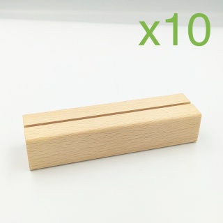 Zestaw 10 sztuk Drewniana podstawka pleksi A5 buk 15x4 cm
