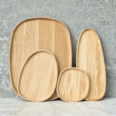 Taca długa dębowa STONE 350x140x15mm RYBA WOODEN