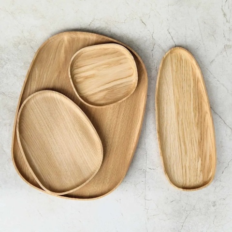 Taca mała dębowa STONE 160x150x15mm RYBA WOODEN