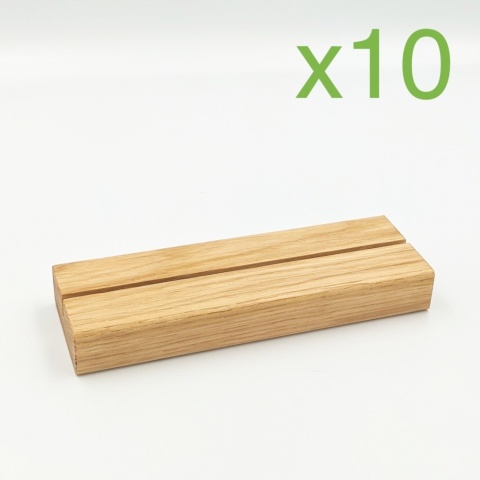 Zestaw 10 sztuk: Drewniana podstawka plexi/pleksi A5 dąb 15x5 cm