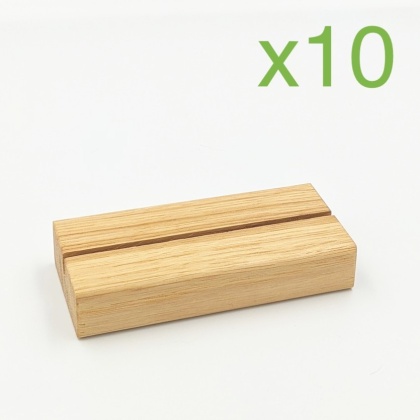 Zestaw 10 sztuk: Drewniana podstawka plexi/pleksi A6 dąb 10,5x5 cm