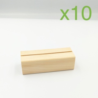Zestaw 10 sztuk: Drewniana podstawka pleksi A6 buk 10,5x4 cm