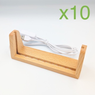 Zestaw 10 sztuk: Drewniana podstawka LED w kształcie U 16,2cm 6000K USB