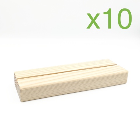 Zestaw 10 sztuk: Drewniana podstawka pleksi A5 sosna 15x5cm