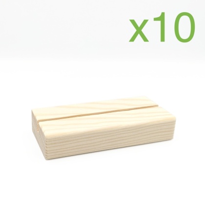 Zestaw 10 sztuk: Drewniana podstawka pleksi A6/DL sosna 10,5x5cm