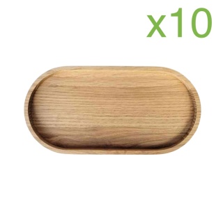 Zestaw 10 sztuk: Taca mini dębowa 20 x 10 x 1.5cm RYBA WOODEN