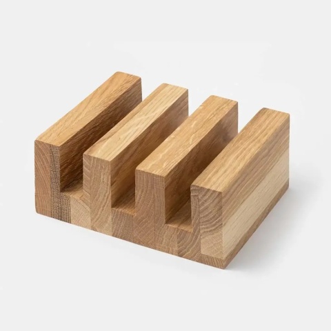 Zestaw 3 dębowych desek do krojenia PREMIUM INGE + stojak RYBA WOODEN