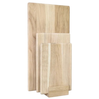 Zestaw 3 desek do krojenia PREMIUM dąb AYA + stojak RYBA WOODEN