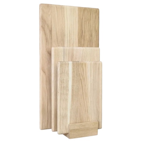 Zestaw 3 desek do krojenia PREMIUM dąb AYA + stojak RYBA WOODEN